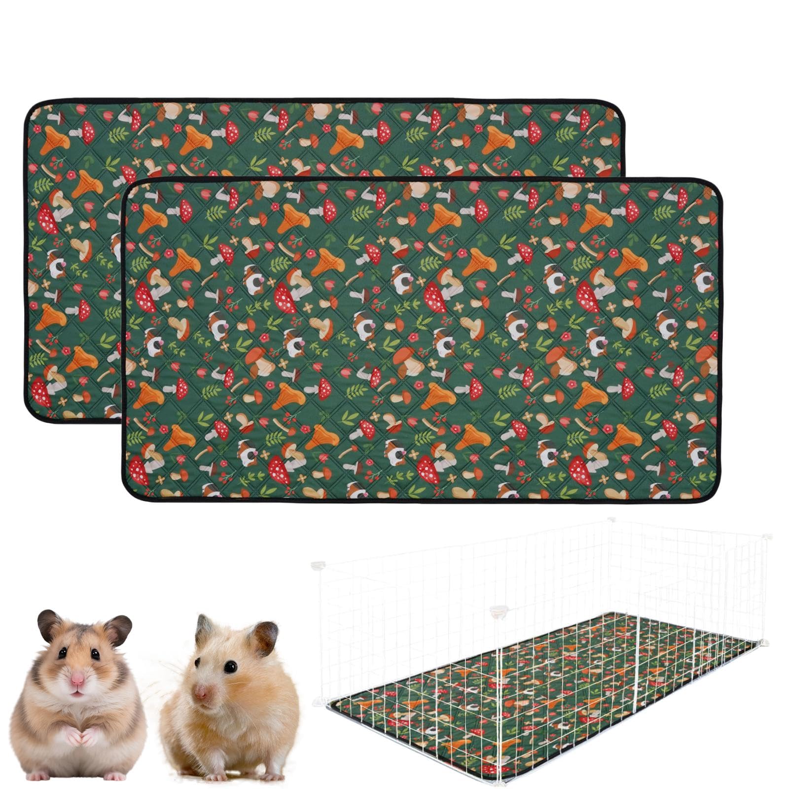 2Pcs Reusable Guinea Pig Cage Liner,Washable Guinea Pig Cage Liner,Fast Absorbent Fleece Mat for Small Animals,Waterproof Non-Slip Fleece Cage Liner for Rabbit,Hamster,Chinchillas(18"x24")