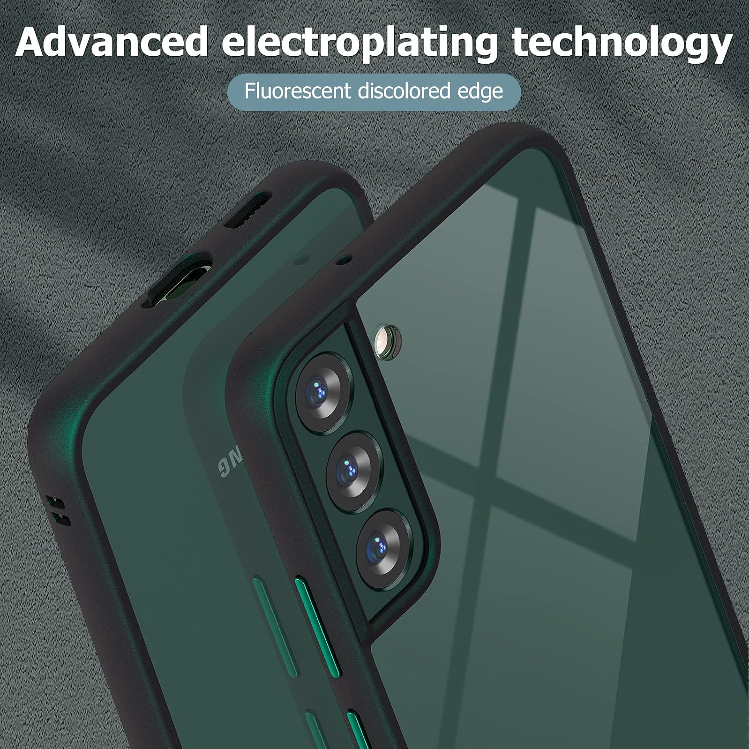 MATEPROX Compatible with Samsung Galaxy S22 Plus Case, Clear Thin Slim Crystal Transparent Shockproof Bumper Cover for Samsung S 22+ 5G (2022)-Pine Green