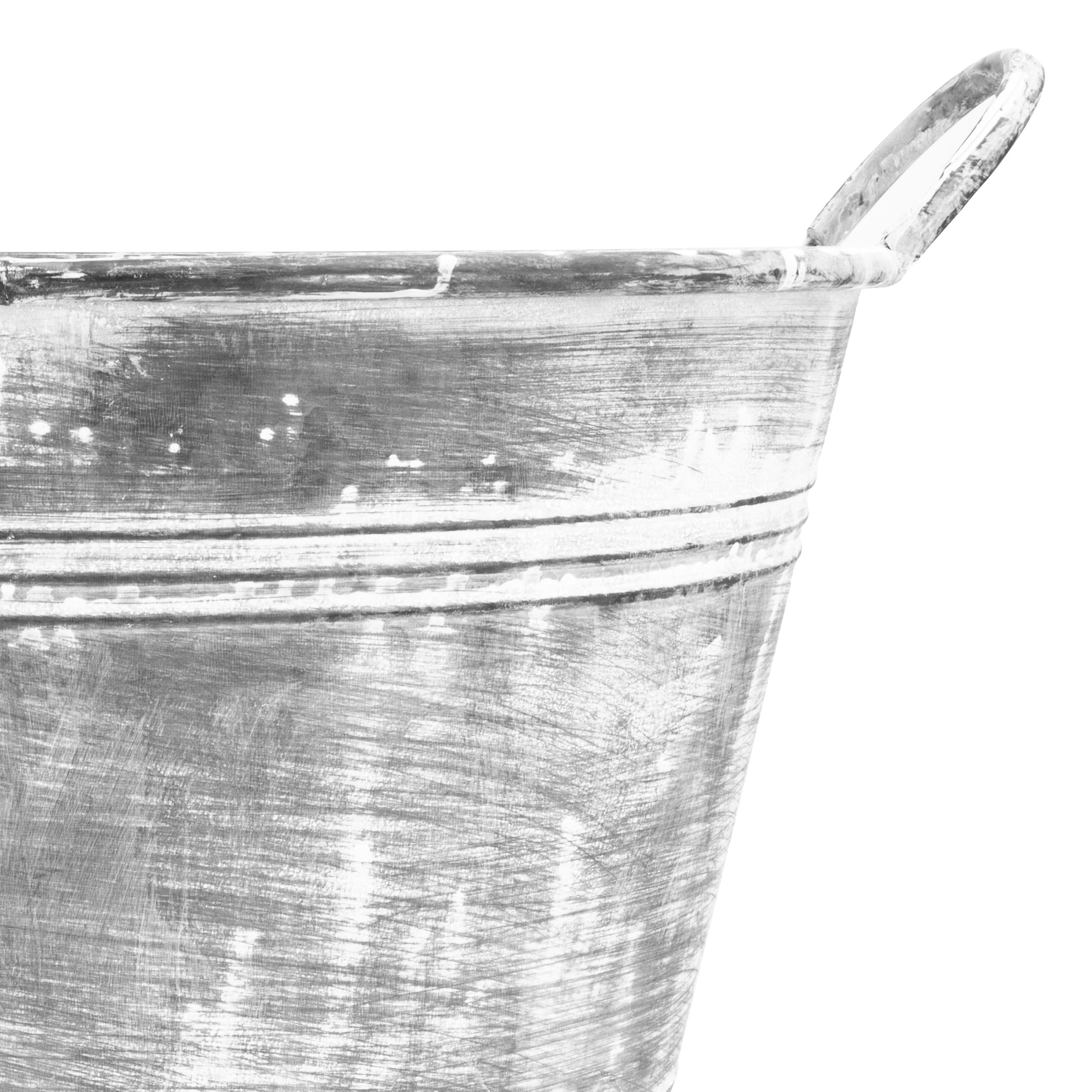 Verzinkte Wanne - Große Schale zum Bepflanzen - Shabby Chic Garten Deko Draußen - Wasserwanne Miniteich Balkon Deko - Teichwanne Garten Deko