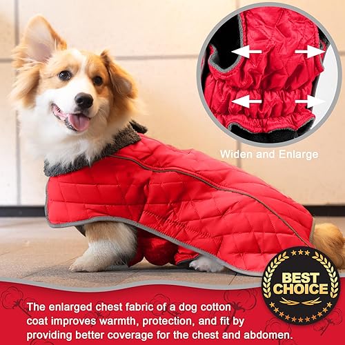 Miniatura 3 de Fragralley Abrigo para perro, abrigo cálido de invierno para perro con correa para las piernas, impermeable y reflectante, abrigos para clima frío