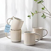 HaWare Coffee Mugs Set of 4, 12 Ounce Stoneware Cups with Handles