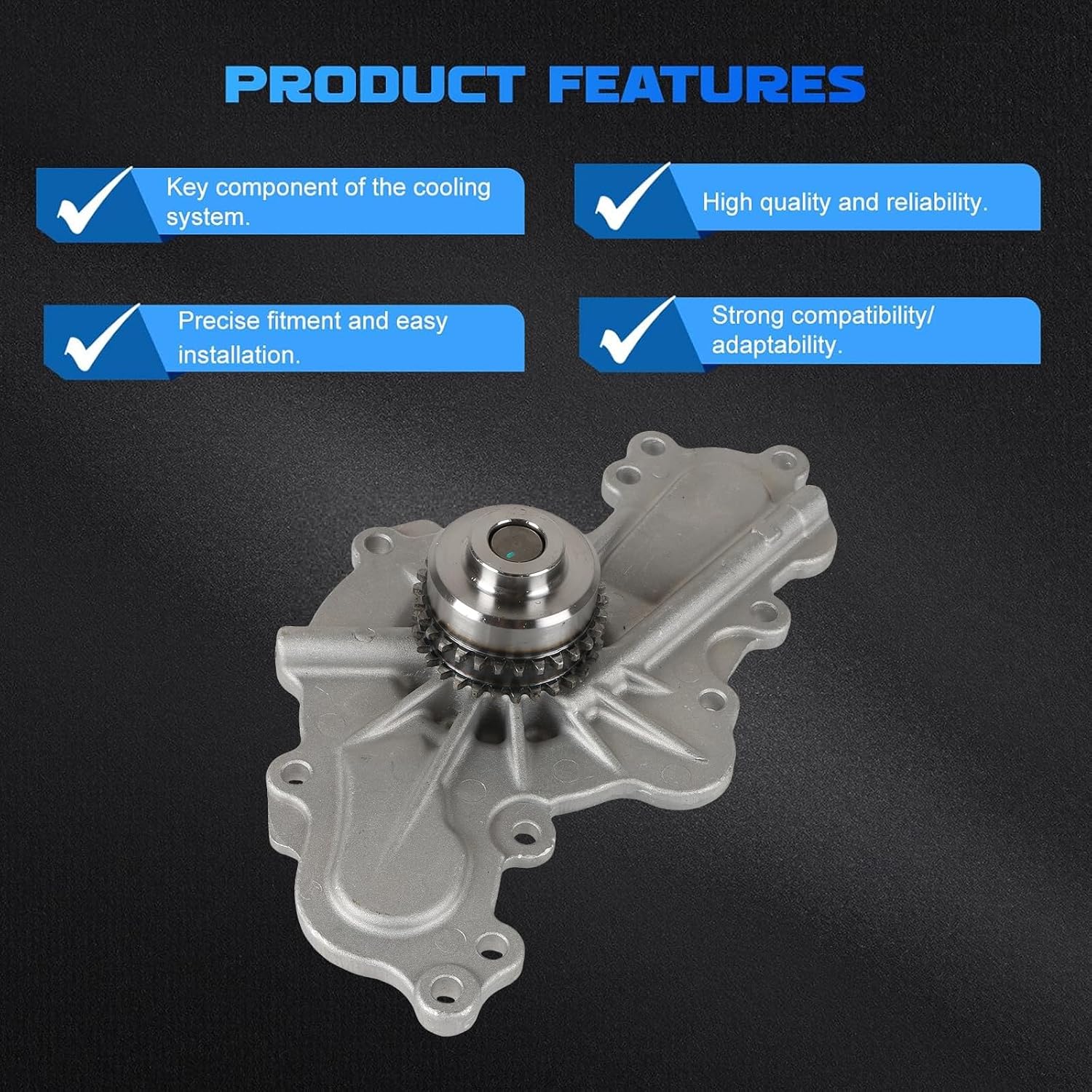 AW6348 Water Pump with Double Row Sprocket Fits for 2012-2019 Explorer Flex, Fits for Edge Taurus MKS MKT MKX MKZ 3.5L 3.7L Professional Water Pump Kit Replace OE AT4E-8501-DA AT4Z-8501-B