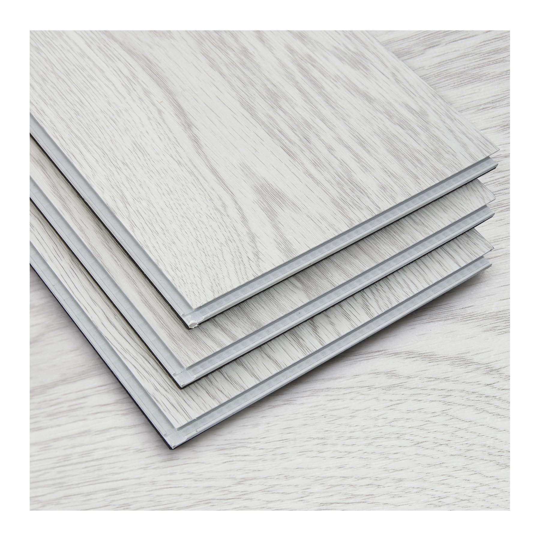 INMOZATA 20 PCS Luxury SPC Vinyl Flooring Interlocking Floor Tiles with built-in 2mm thick Soundproofing Foam Natural Wood Grain Click Flooring Planks 91.5 X15.2X0.4CM（White Grey）