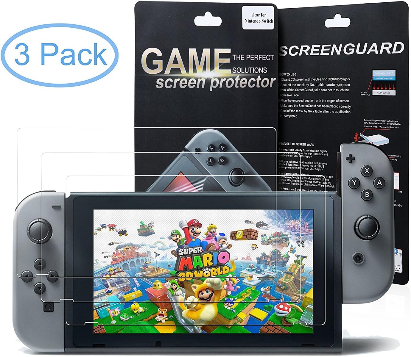 [3 Pack]Nintendo Switch Screen Protectors,HD Clear AntiBubble Film