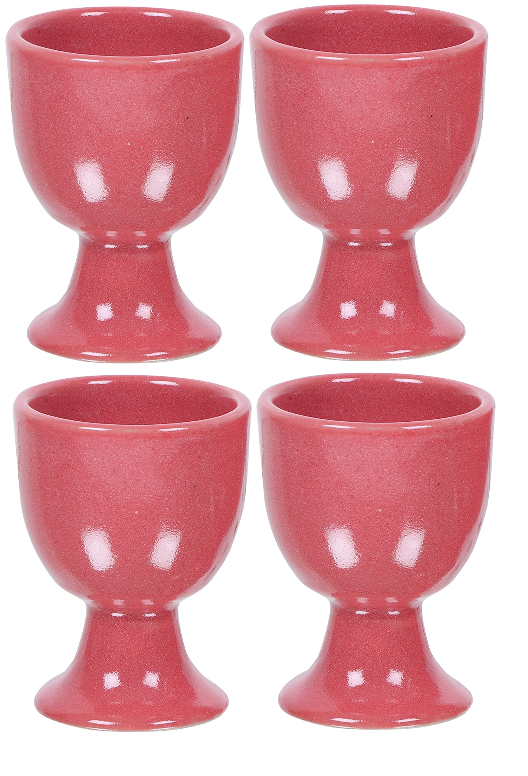 Hueveras de cerámica con soporte para huevos pasados por agua en color rojo