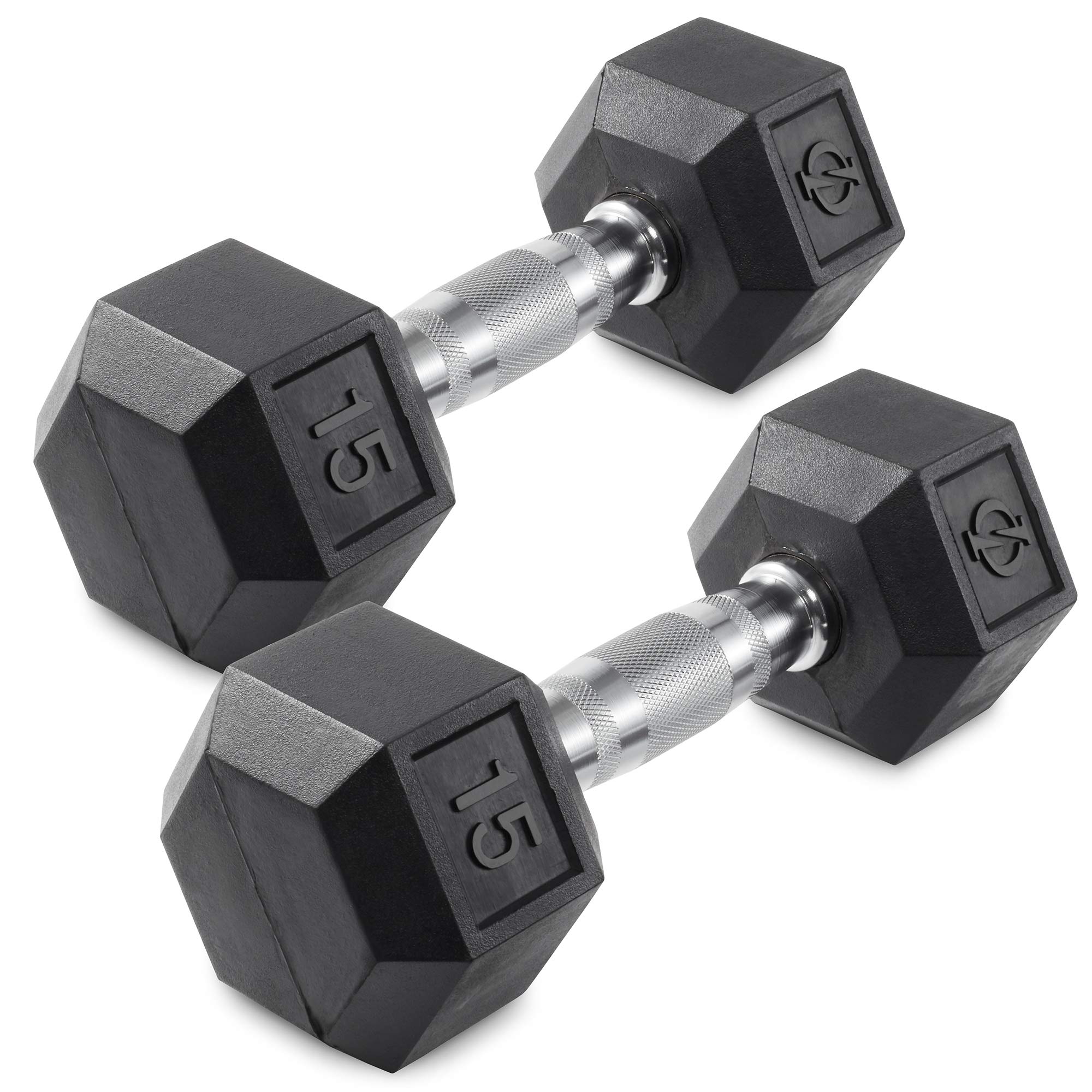 Philosophy Gym Rubber Coated Hex Dumbbell Hand Weights, Pairs