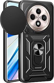 جراب حماية منزلق مقاوم للصدمات من البولي يوريثين المقاوم للحرارة والبولي كربونات متوافق مع موبايل اوبو رينو 12F (أسود)