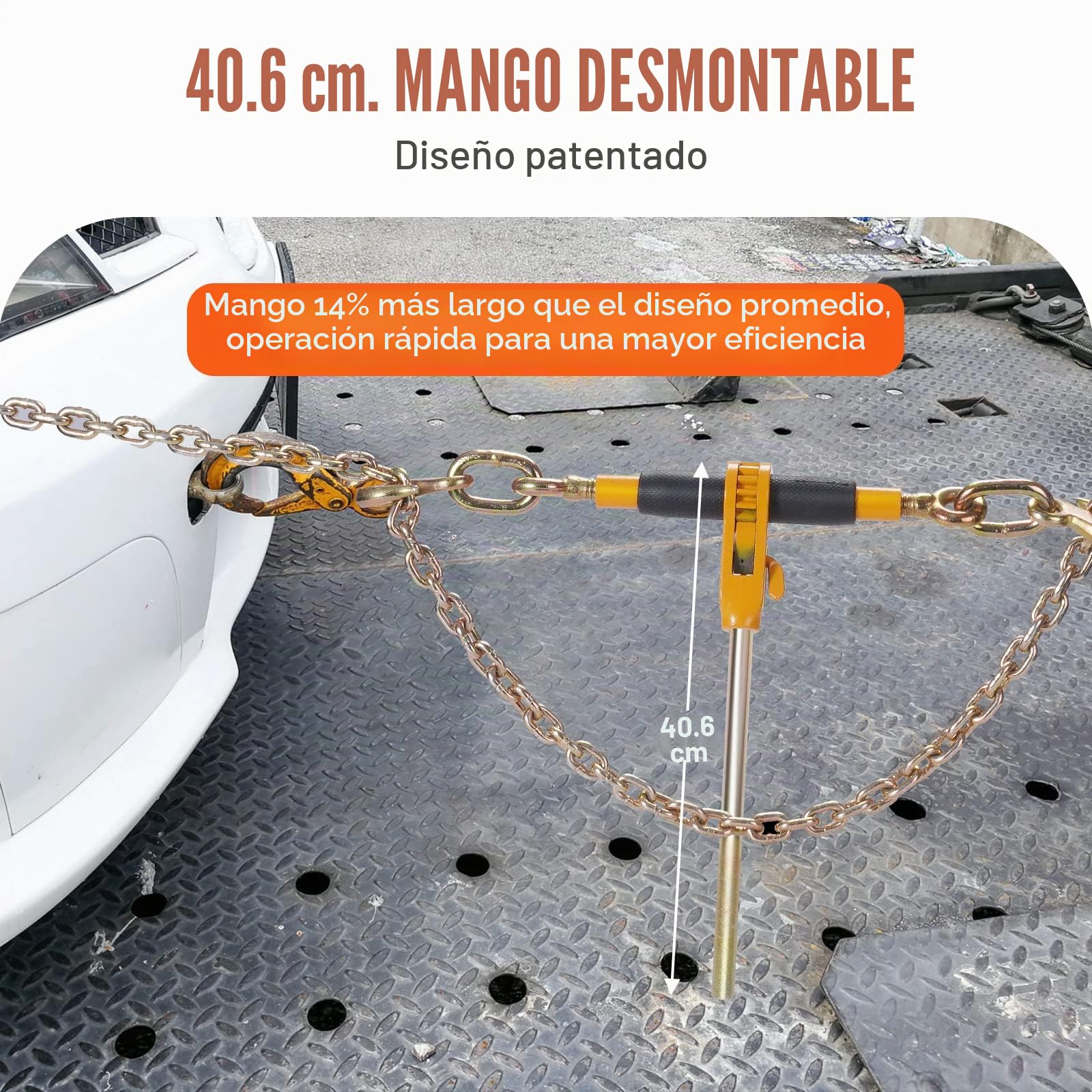 VEVOR Carpetas de trinquete, Paquete de 4 3/8-1/2" con Ganchos G80, Carga Segura 12000 Libras, Mango Antideslizante, Bridas de Cadena de Transporte para asegurar Cargas, Remolque de camión
