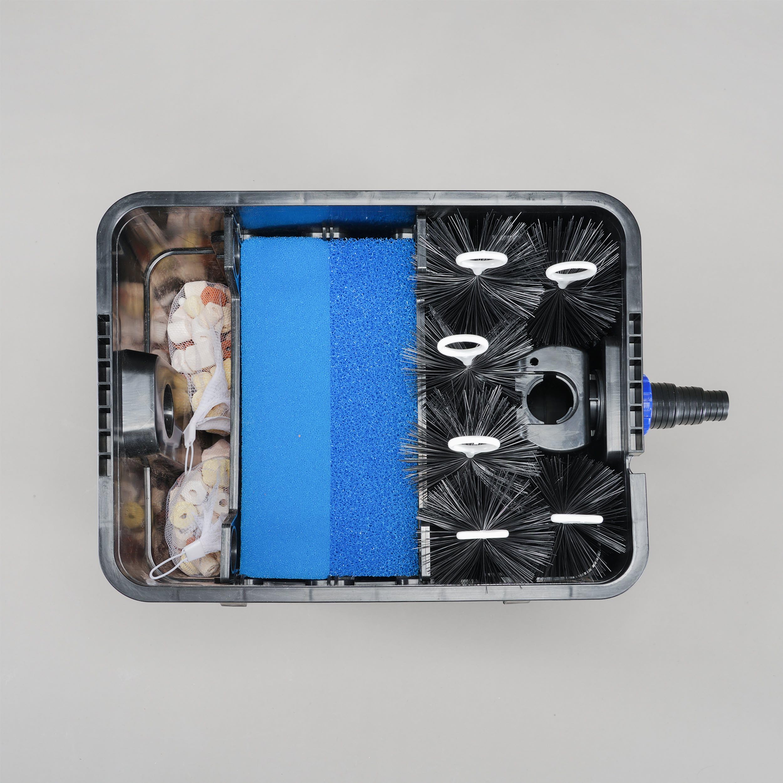 esotec Solar Teichfilterset Premium 70/3400, Teichfilter Komplettset, 3400 l/h, 4 Stufen Filterung, Solarmodule 150Wp, Teichpumpe außen, Gartenteich Reinigungssystem, 101071