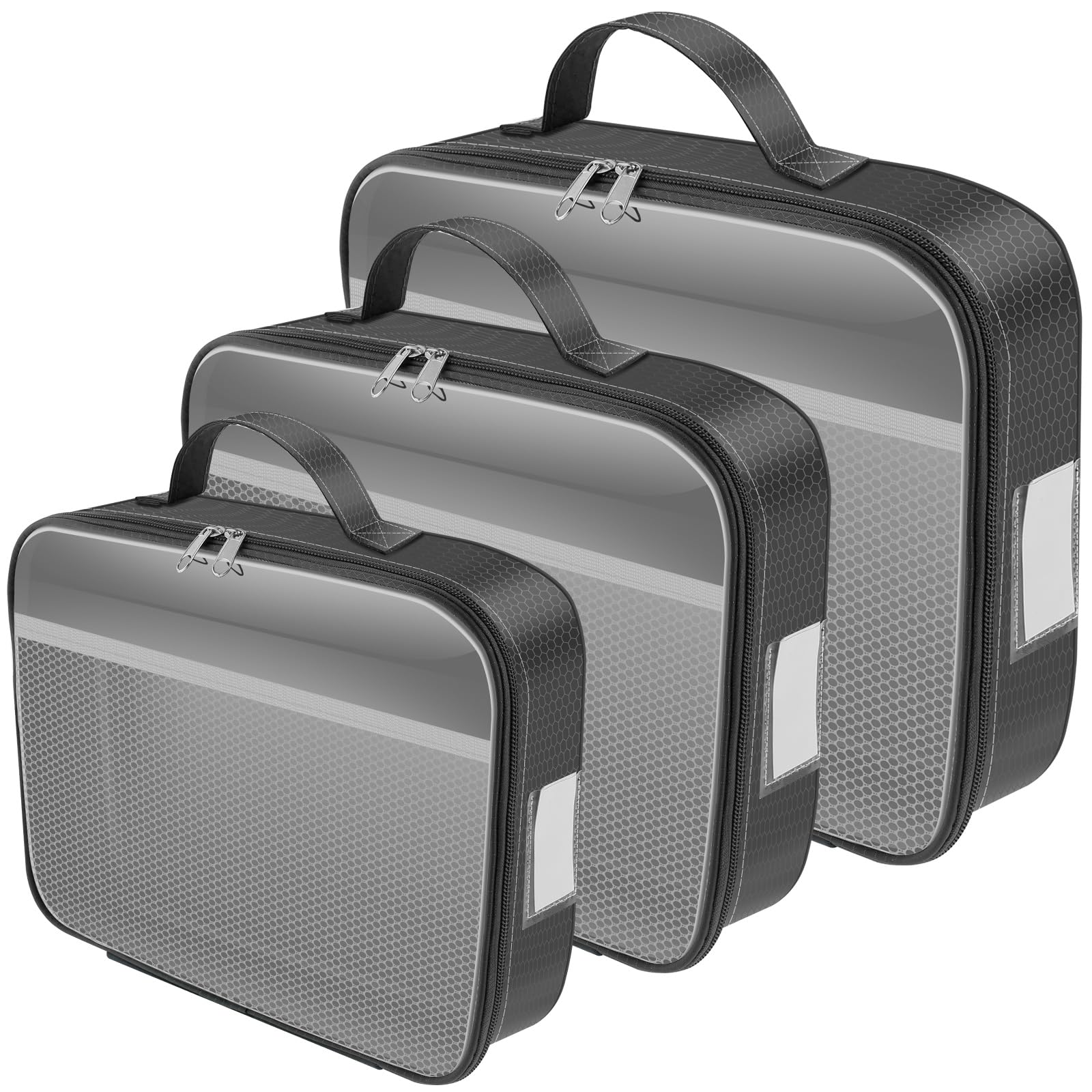 3 Pcs Toy Storage Bags, Zippered Board Game Storage with Handle, PVC Zippered Blocks Storage Organizer Case, Portable Toy Carrying Case Practical Toy Bags for Building Blocks Puzzle Stationery