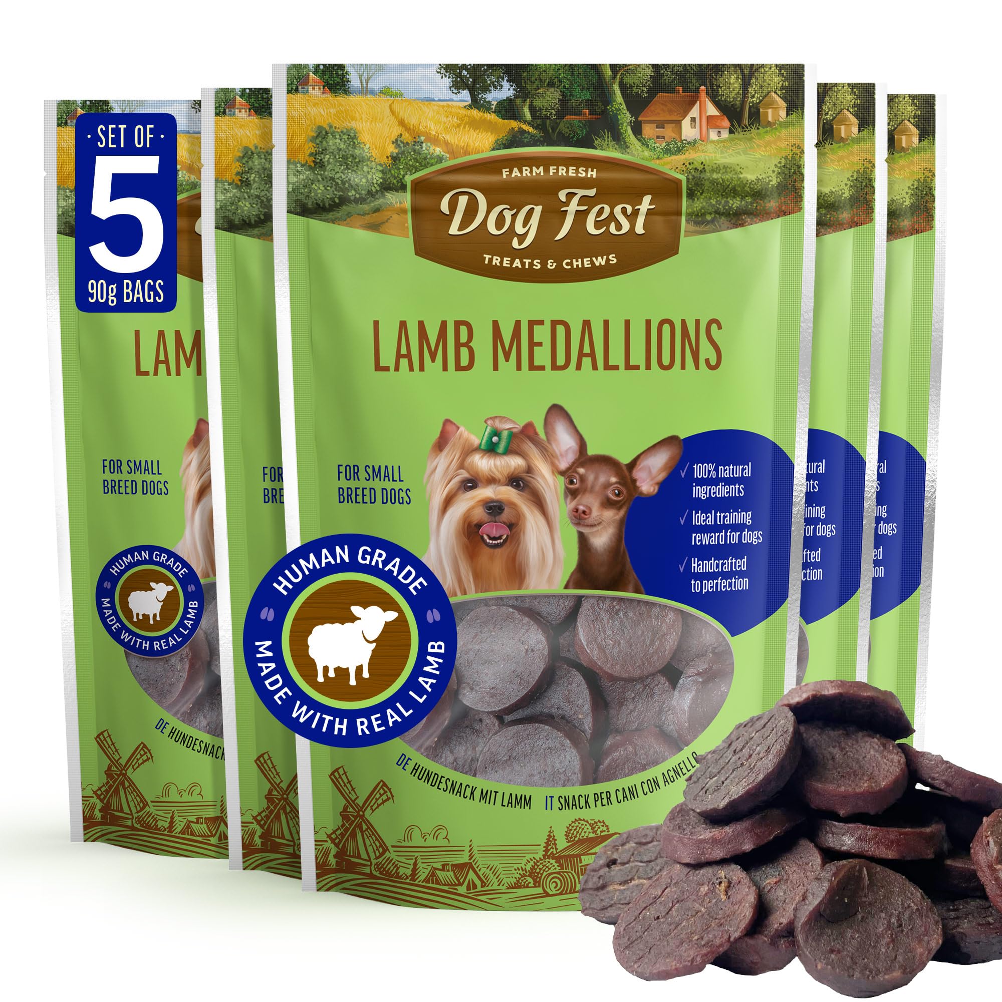 Dog Fest Premium Lamb Medallions, High Meat Content Natural Dog Treats for Small Dogs