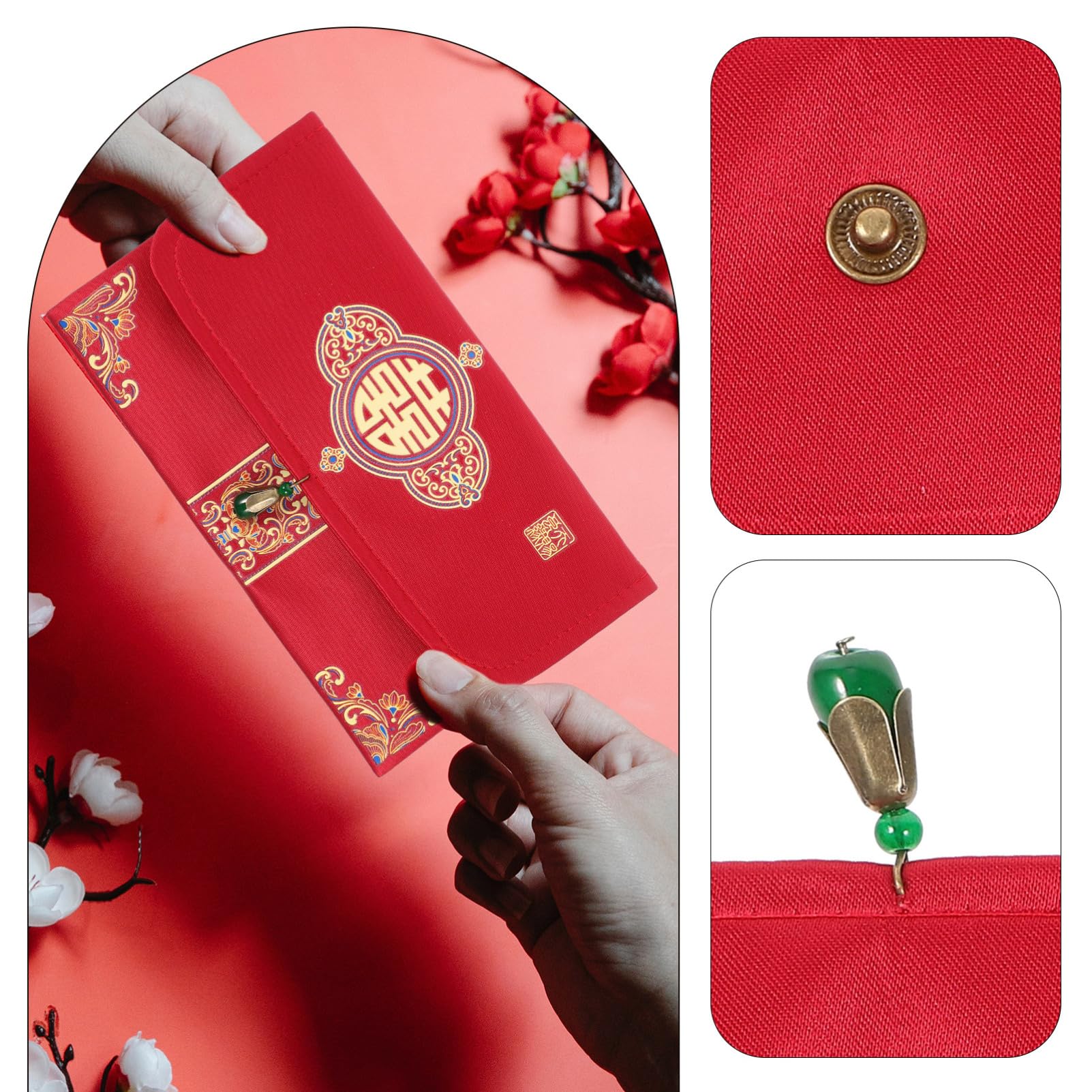 Lurrose Busta Rossa Tradizionale Per Matrimonio Broccato Busta Per Soldi Di Fidanzamento Elegante Per Cerimonie Nuziali Portafortuna e Regali Design Resistente e Stabile Confezione