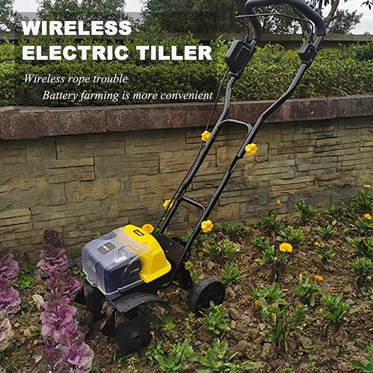 Motobineuse de Jardin, motoculteur électrique, motoculteur/cultivateur électrique sans Fil au Lithium-ION de 14 Pouces, 40 Volts, Batterie 4 Ah et Chargeur Inclus, houe électrique
