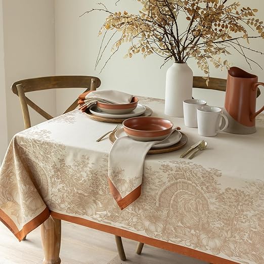 Benson Mills Harvest Heavyweight Engineered Jacquard Fabric Table Cloth, Décor for Fall, Harvest and Thanksgiving Tablecloth (Fall Countryside, 60" x 104" Rectangular)
