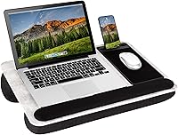 Vista 23 de LapGear Home Office Pro - Escritorio de regazo con reposa muñecas, alfombrilla para mouse y soporte para teléfono, madera de roble, se adapta a