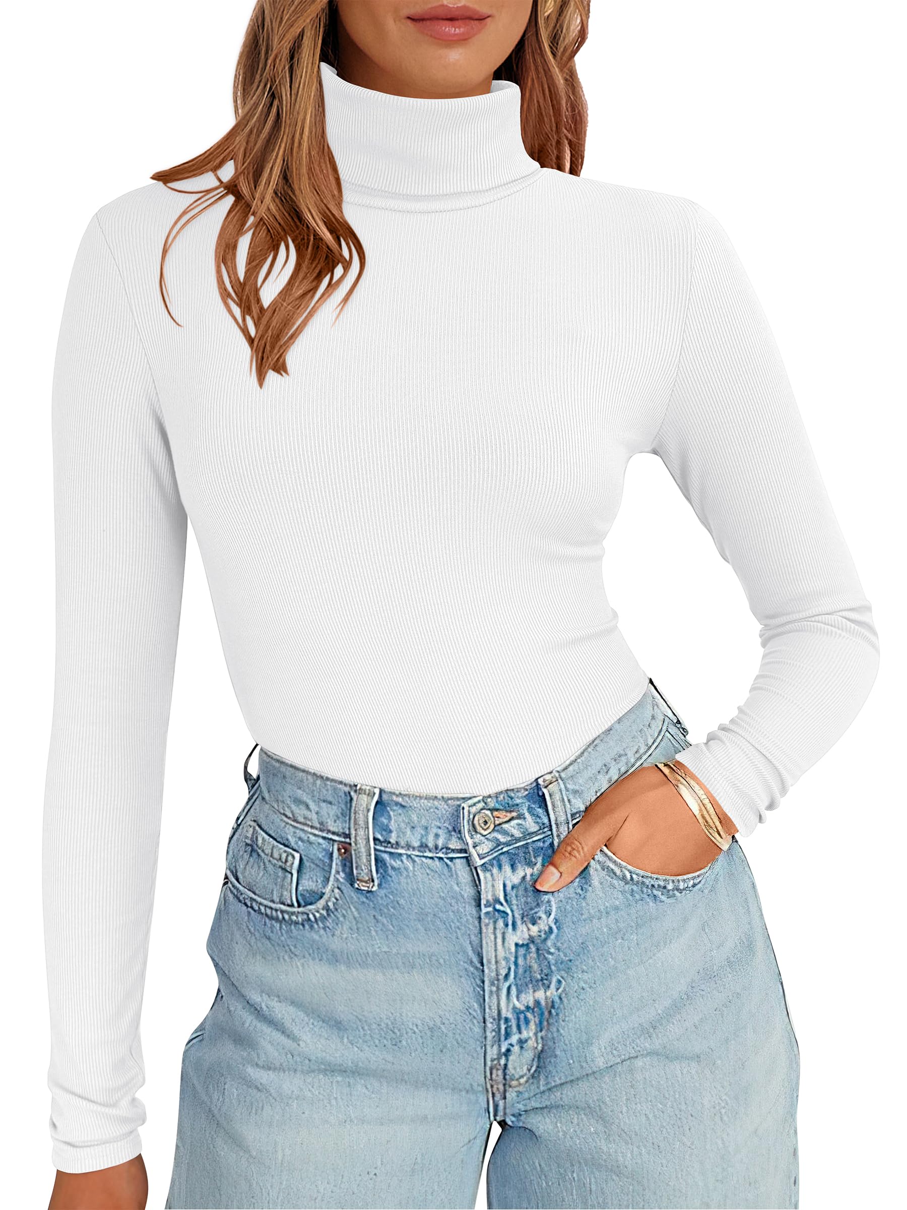 Women's Long Sleeve Turtleneck Shirts Casual Ribbed Basic Tee Slim Soft Thermal Tops 2026 Fall Going Out Clothes-image-47