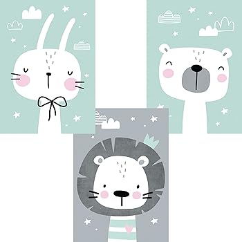Lalelu Prints A4 Bilder Kinderzimmer Poster Zauberhafte Tiere Nordic Mint Babyzimmer Deko Junge Madchen 3er Set Kinderbilder Din A4 Ohne Rahmen Amazon De Baby
