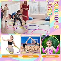 Vista 4 de Libima 16 piezas de aro de color de juguete para niños, aros de plástico de colores ligeros desmontables ajustables para juegos de fiesta, baile