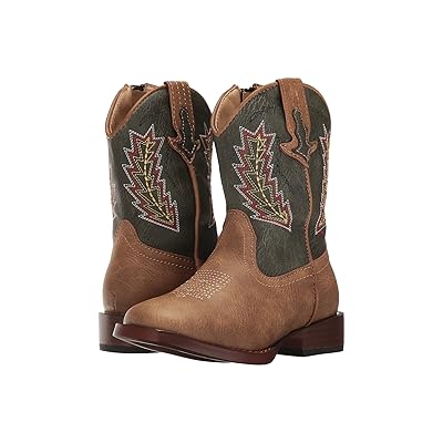 Roper Kids Arrowheads (Toddler) Cowboy Boots Brown Faux Leather Vamp Green Shaft