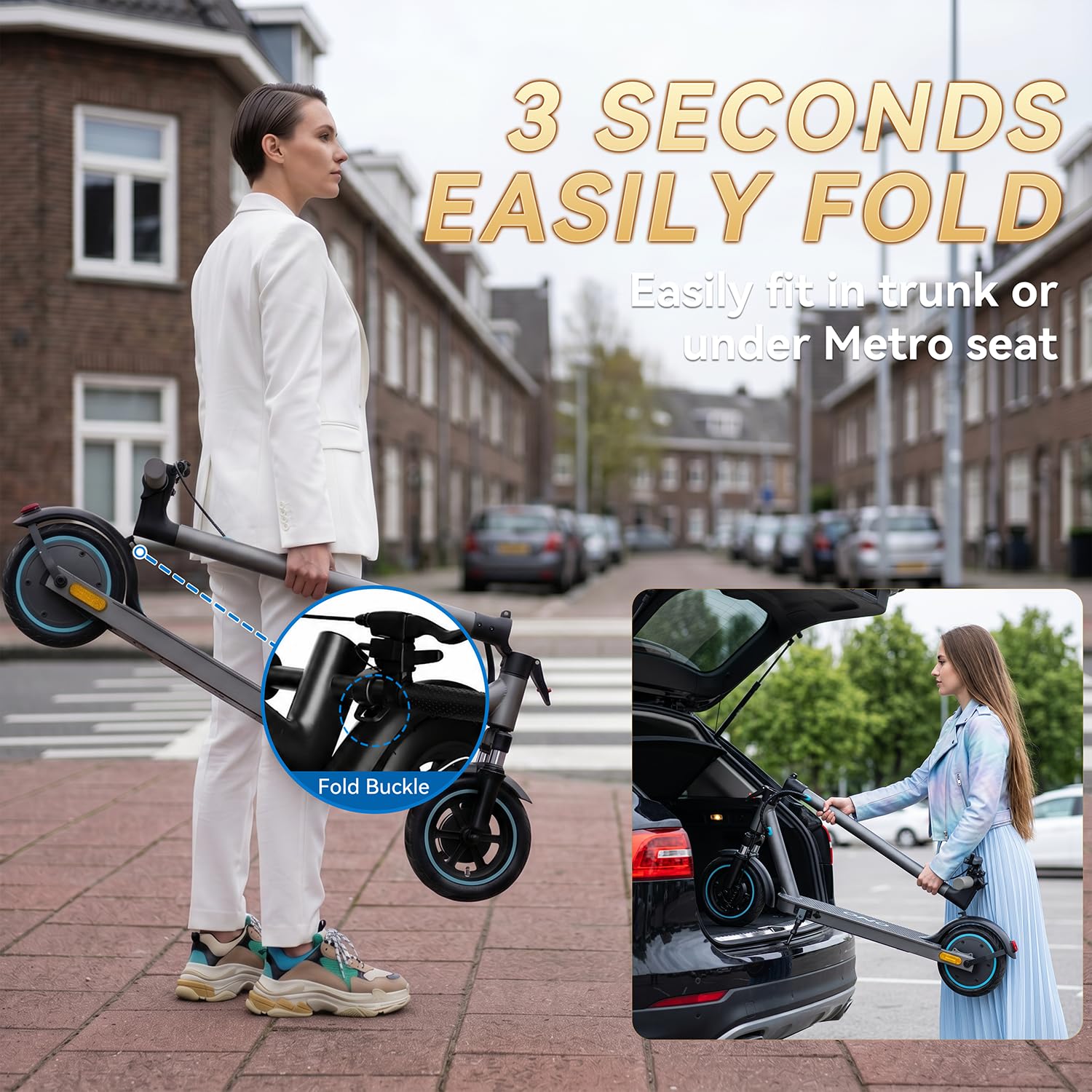 QnQ Trottinette Électrique Pliable | Moteur 350W Pointe | Vitesse Max 25km/h | Pneus Cellulaires Anti-Crevaison 8.5'' | Suspension Double Élastomère | Charge Max 120kg