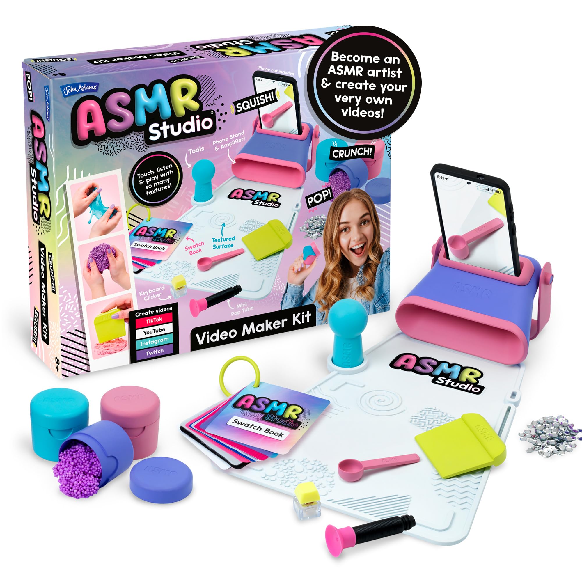 Kit de Fabrication de Vidéos ASMR Studio John Adams | Créez Vos Propres Vidéos ASMR | Créez, Enregistrez et Partagez des Sons Sensoriels Satisfaisants, des Sensations de Frissons | Âge 8+ | Excellent