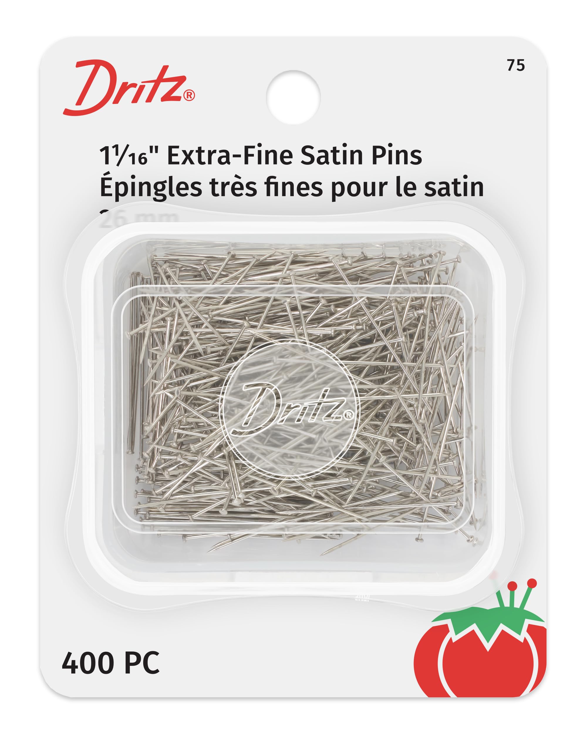 Dritz 75 Satin Pins, Extra fine, 1-1/16-Inch (400-Count)