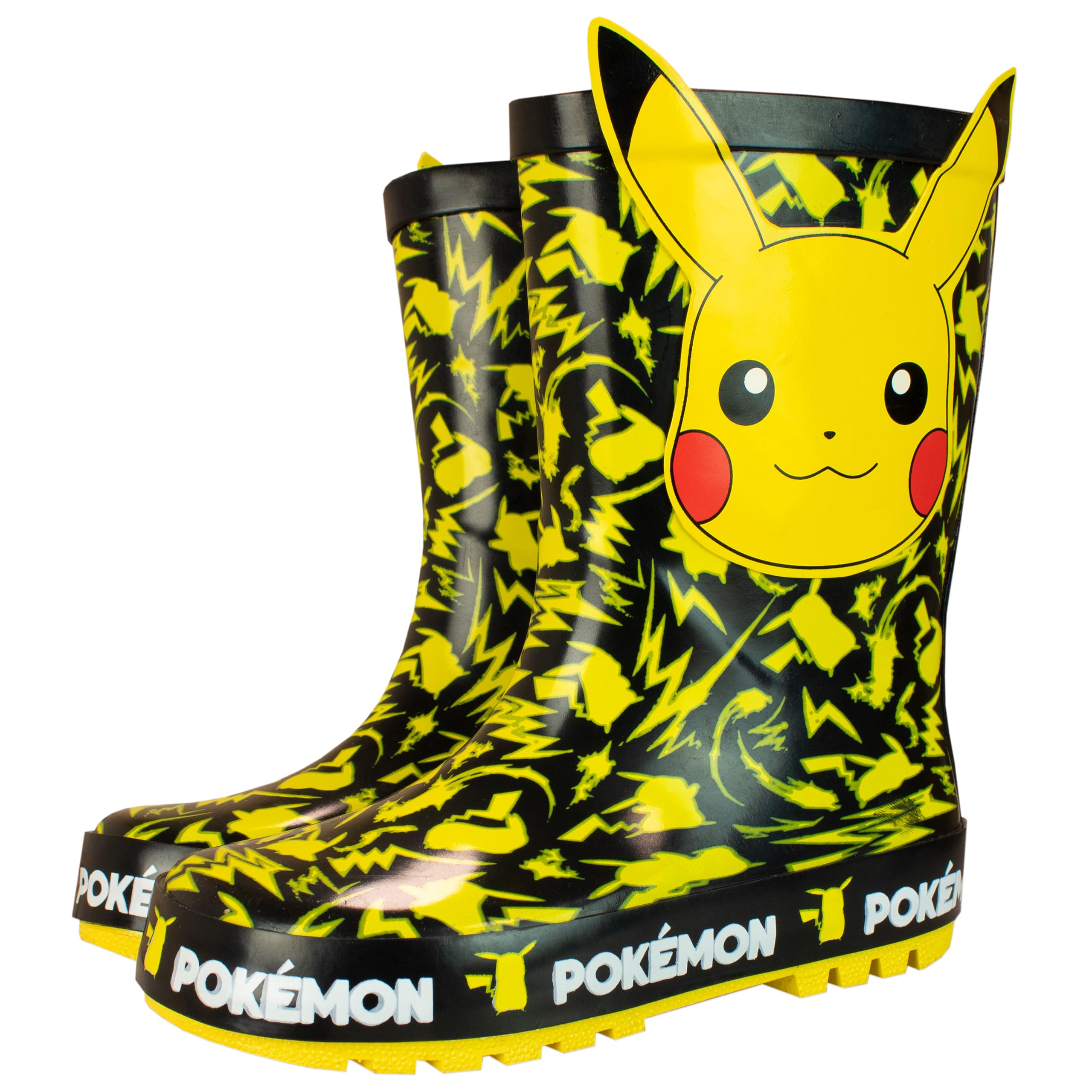 Pokemon Enfant Bottes en Caoutchouc Pikachu Noir