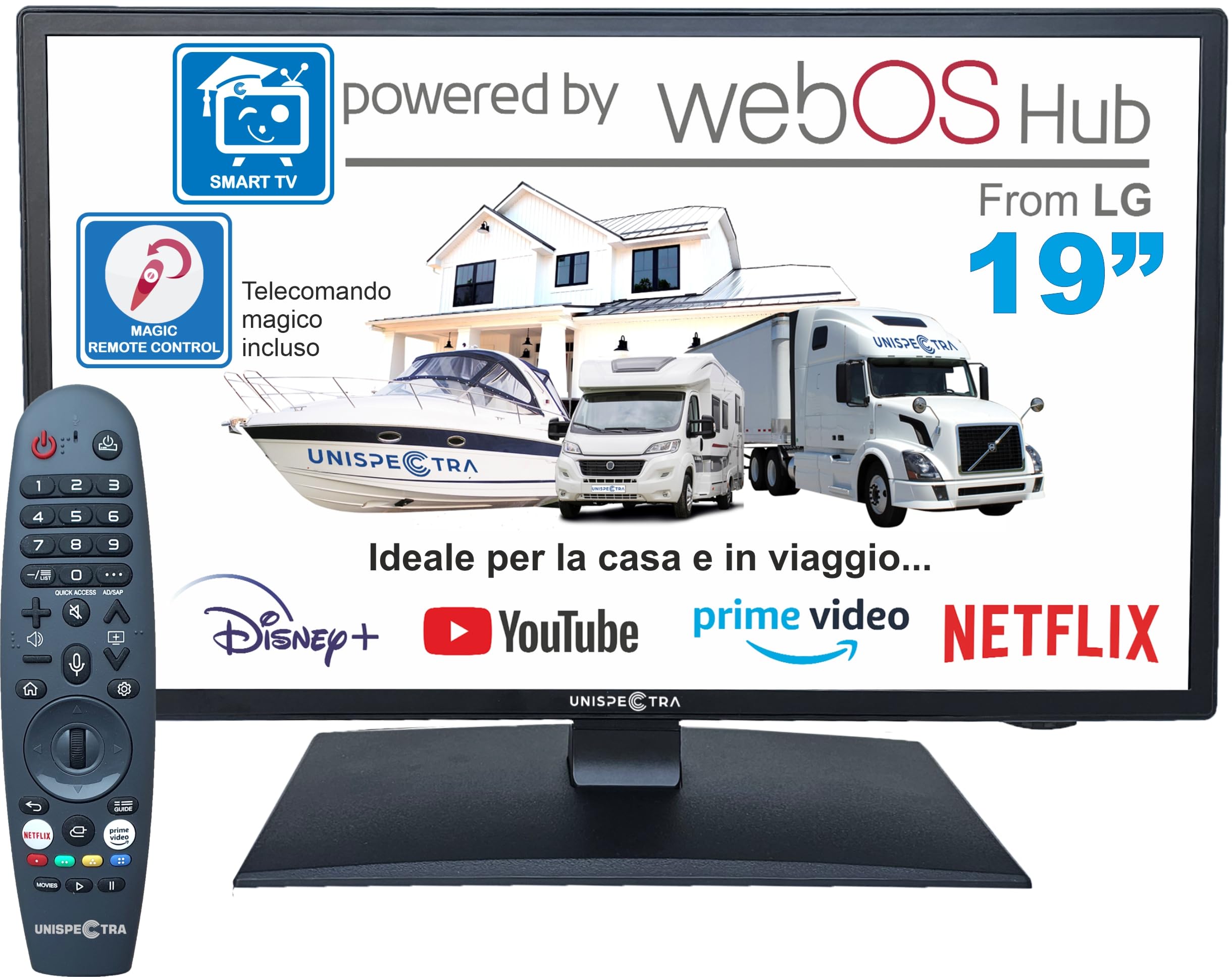 Unispectra ® 19 Smart TV (webOS) Telecomando magico 12V HDR ELED 230V 24V Triplo