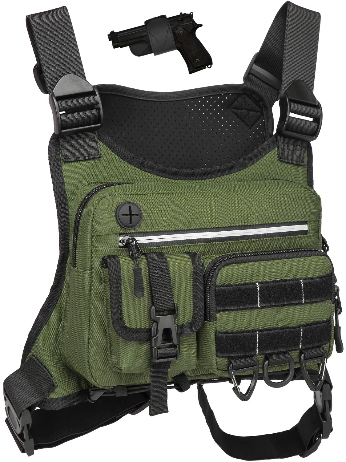 Bolsa táctica en el pecho para hombre y mujer, con tira reflectante, chaleco deportivo para correr, ciclismo, etc