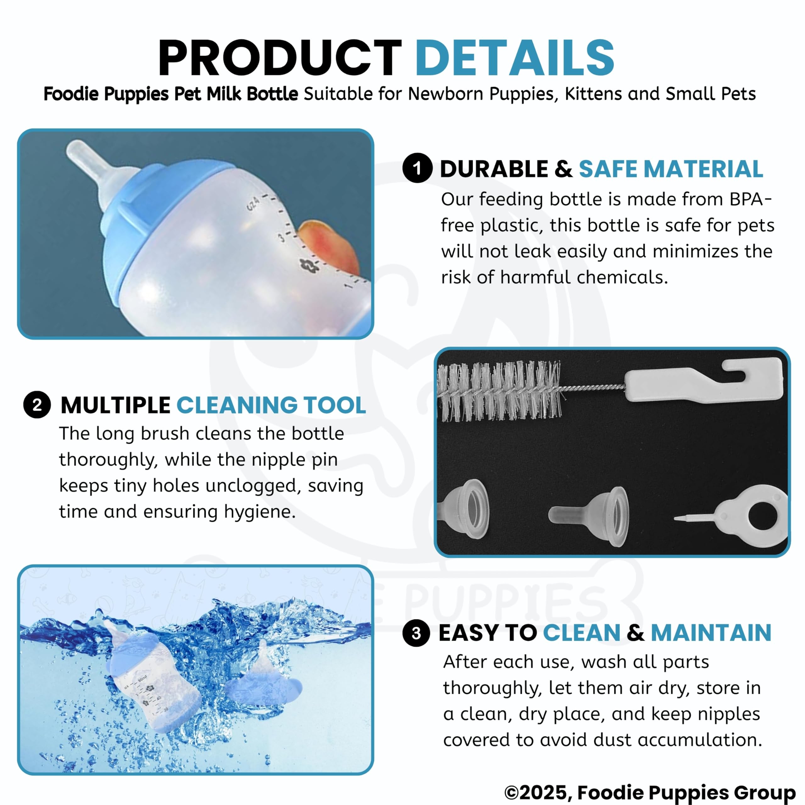 Foodie Puppies Pet Feeding Bottle Kit for Dogs, Puppies and Cats - (80 ml) | Milk Nursing Bottle with Accessories | BPA-Free, Portable, Durable and Safe Pet Hydration 1