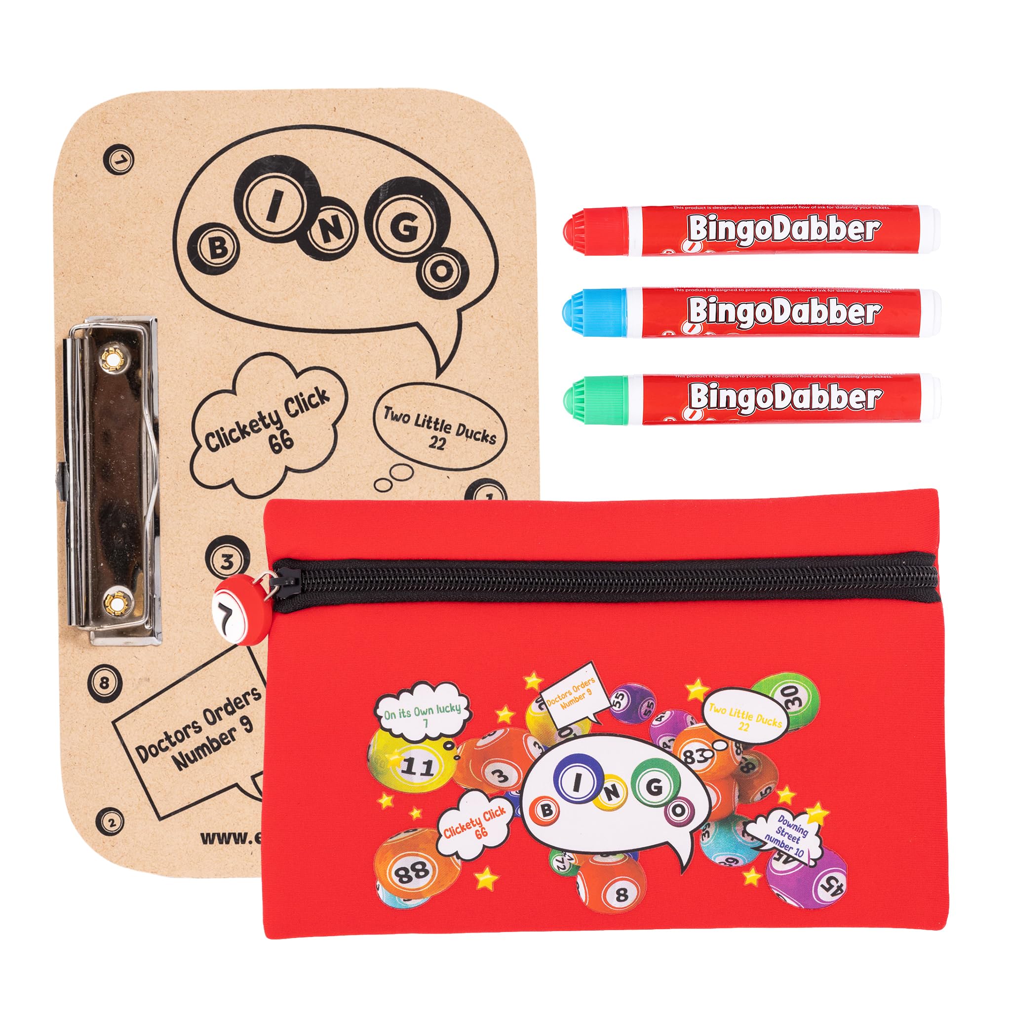evelay Bingo Dabber Case Holder Gift Set, Red, 21.5cm x 14cm