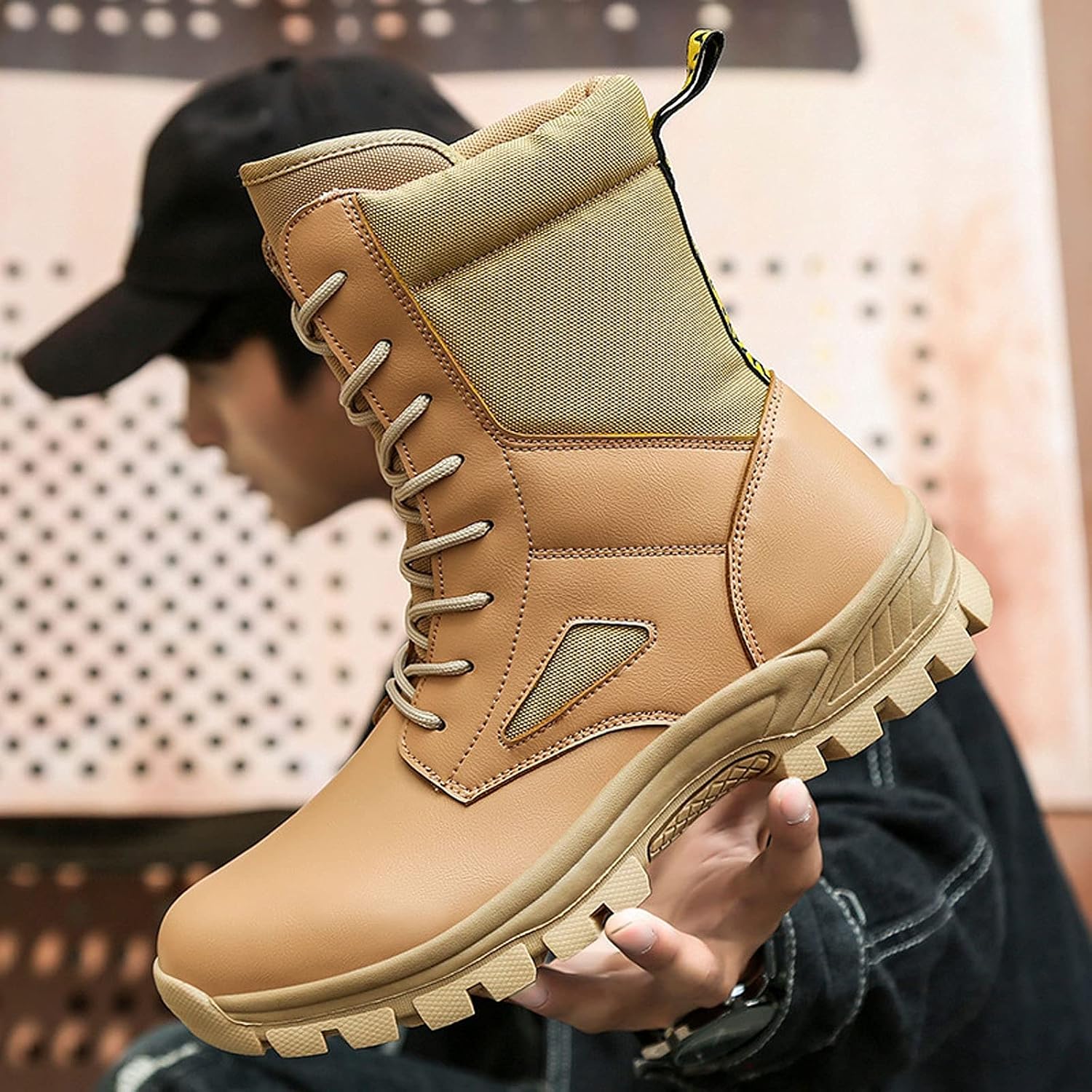 NVBHOF Men'S Military Tactical Work Boots, Hiking Motorcycle Combat Boots, Men’S Tactical Boots, Outdoor Boots, Work Boots, Desert Boots, Military Boot