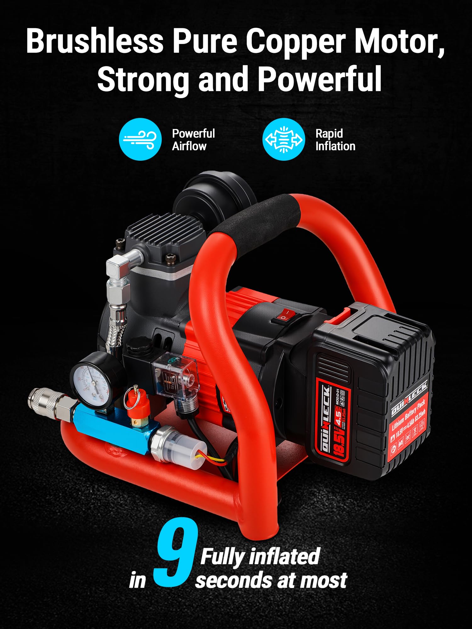 Compressore d'aria senza fili, ultra silenzioso, compatibile con batteria Makita, compressore d'aria portatile senza olio, 18 V, 18,5 V, 21 V, 60 dB, piccolo, leggero, universale per