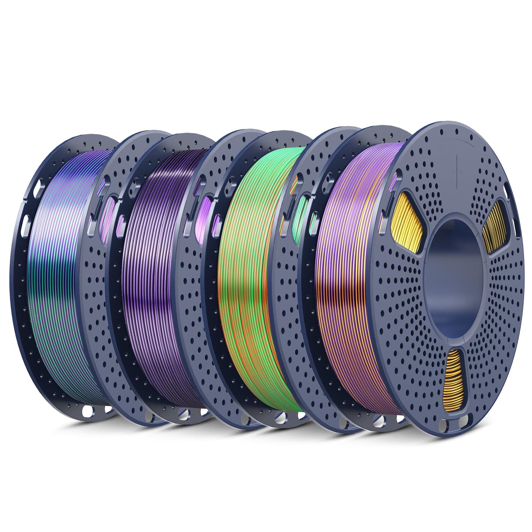 SUNLU 250G Silk Dual &amp; Triple Color PLA Filament Bundle,1kg in Total