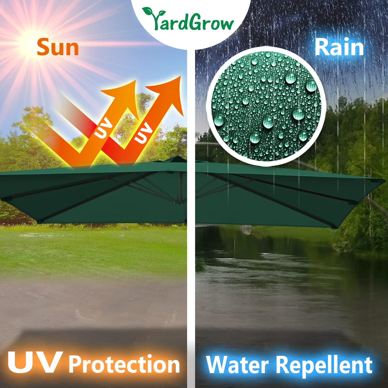 YardGrow 8.2'x8.2' Umbrella Replacement Canopy for 8 Ribs Square Cantilever Umbrella, Canopy Replacement ONLY, Frame NOT Included