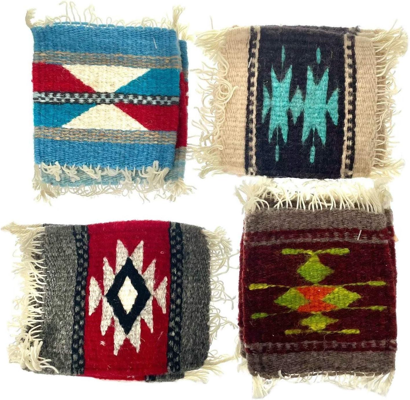 Woven wool coaster set handwoven in Oaxaca Mexico