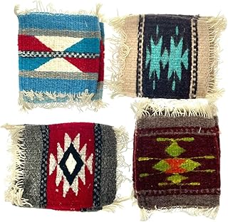 Woven Wool Coaster Set – Handwoven in Oaxaca, Mexico – Set of 4 Assorted...