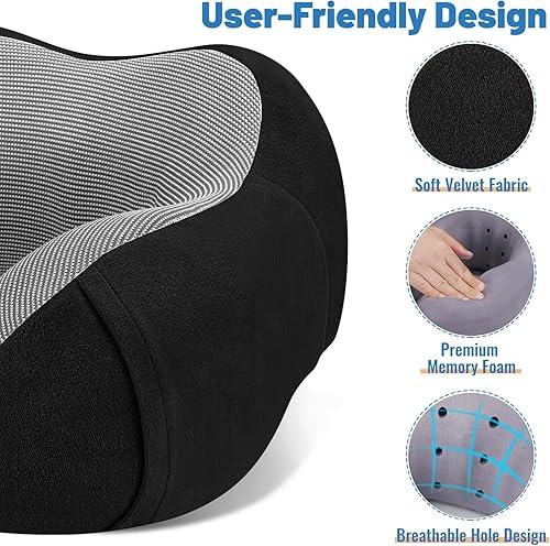 Miniatura 2 de Almohada de viaje de espuma viscoelástica de alta calidad, cómoda y de apoyo, almohada cervical para aliviar el dolor, almohada para viajar,