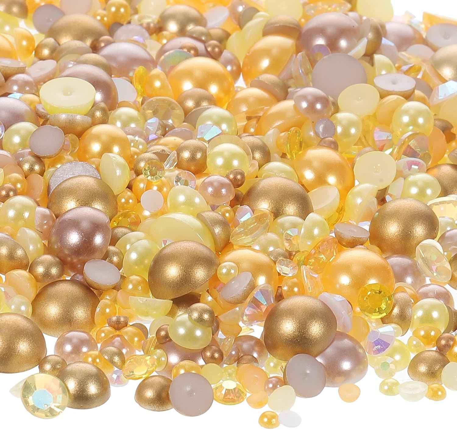 PRETYZOOM Resin Half Round Pearl Nail Art Flatback Rhinestones 100g Pack Wear-Resistant Decorative Nail Charms for DIY and Phone Case Crafts
