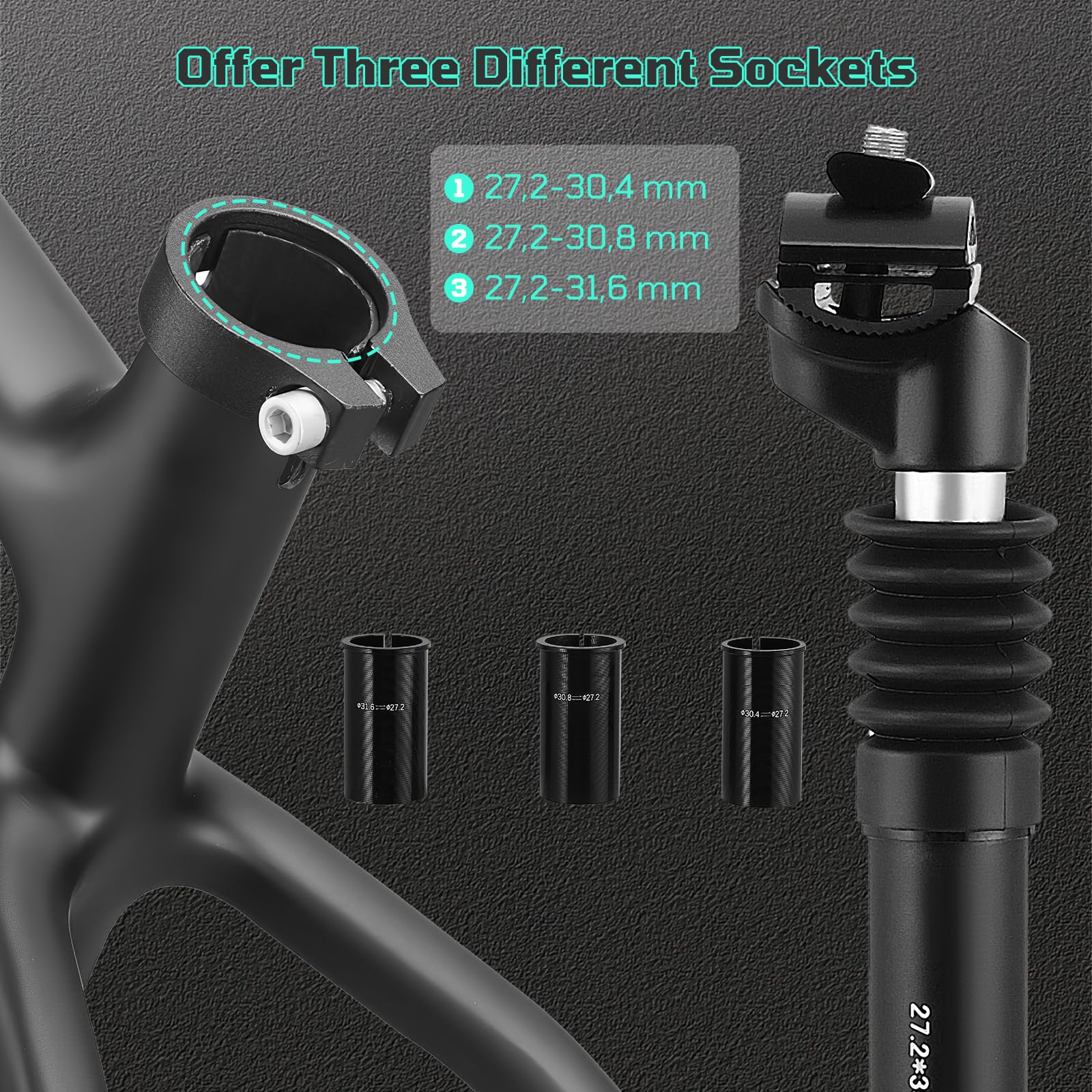 RiToEasysports Tige De Selle Vélo 27.2/30.9/31.6mm X 350mm - Alliage Aluminium Léger Antirouille