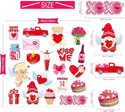 Miniatura 2 de 20 calcomanías de gel grueso para el día de San Valentín, calcomanías de gel para ventana de San Valentín para niños, niños pequeños y adultos,