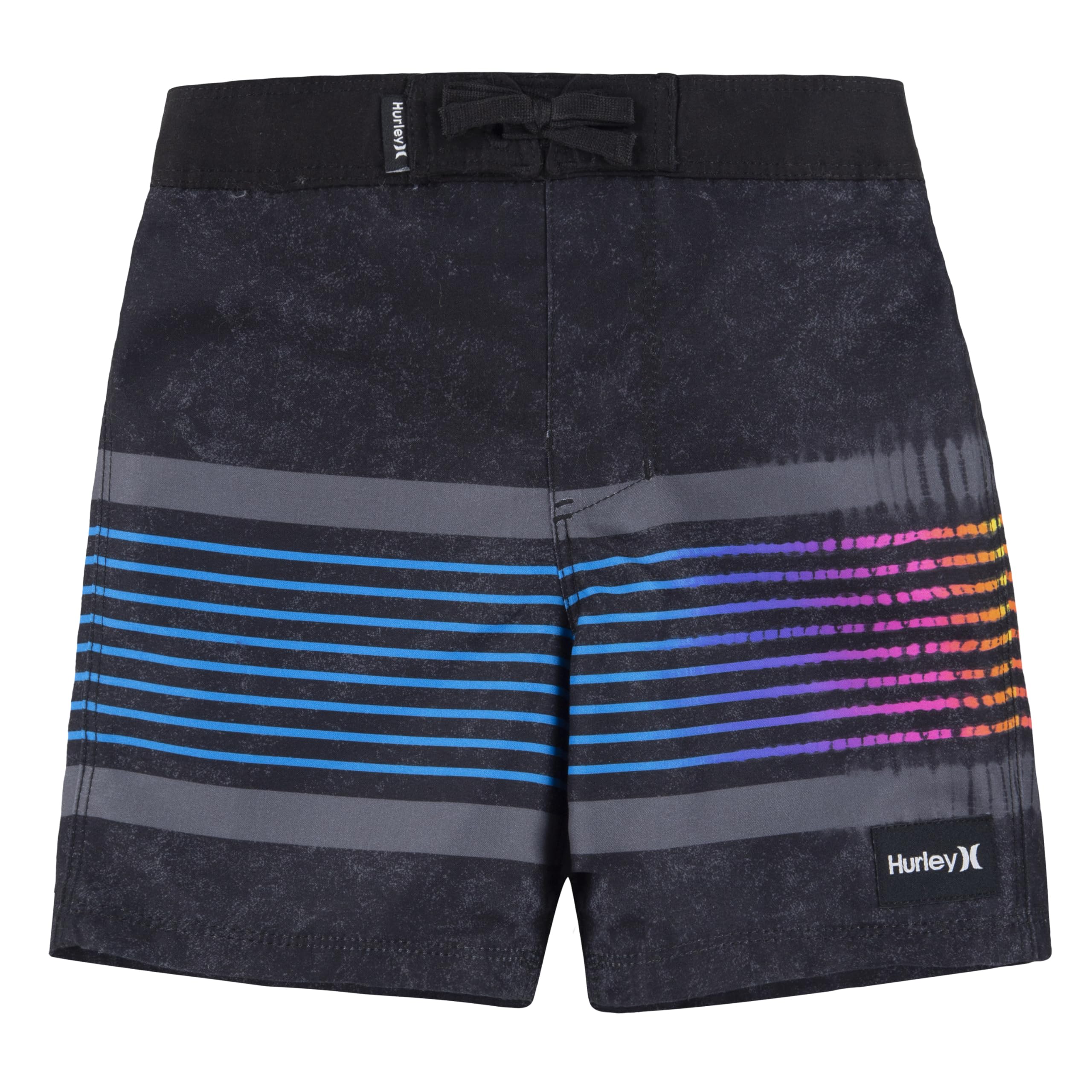 Hurley Boy's Printed Stripe Boardshorts (Big Kids) Black 20 Big Kid