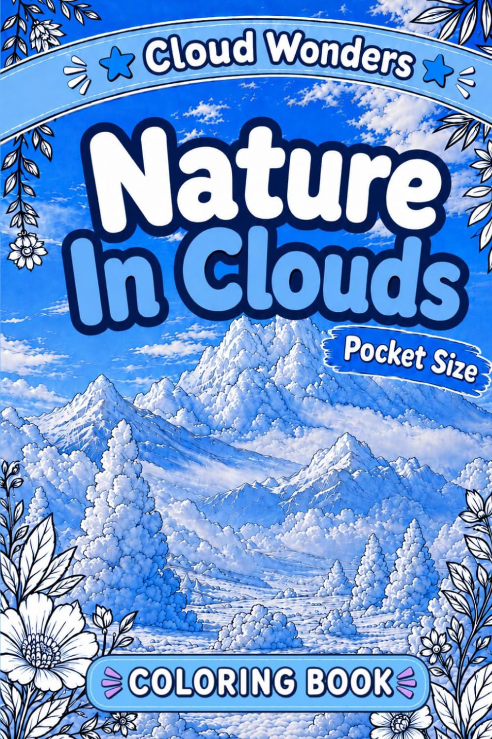 Pocket Size Nature In Clouds Coloring Book Cloud Wonders: Mini Coloring Book (4x6) Creative Drawing Cloud Doodle Pages for Adults Seniors Teens and Children