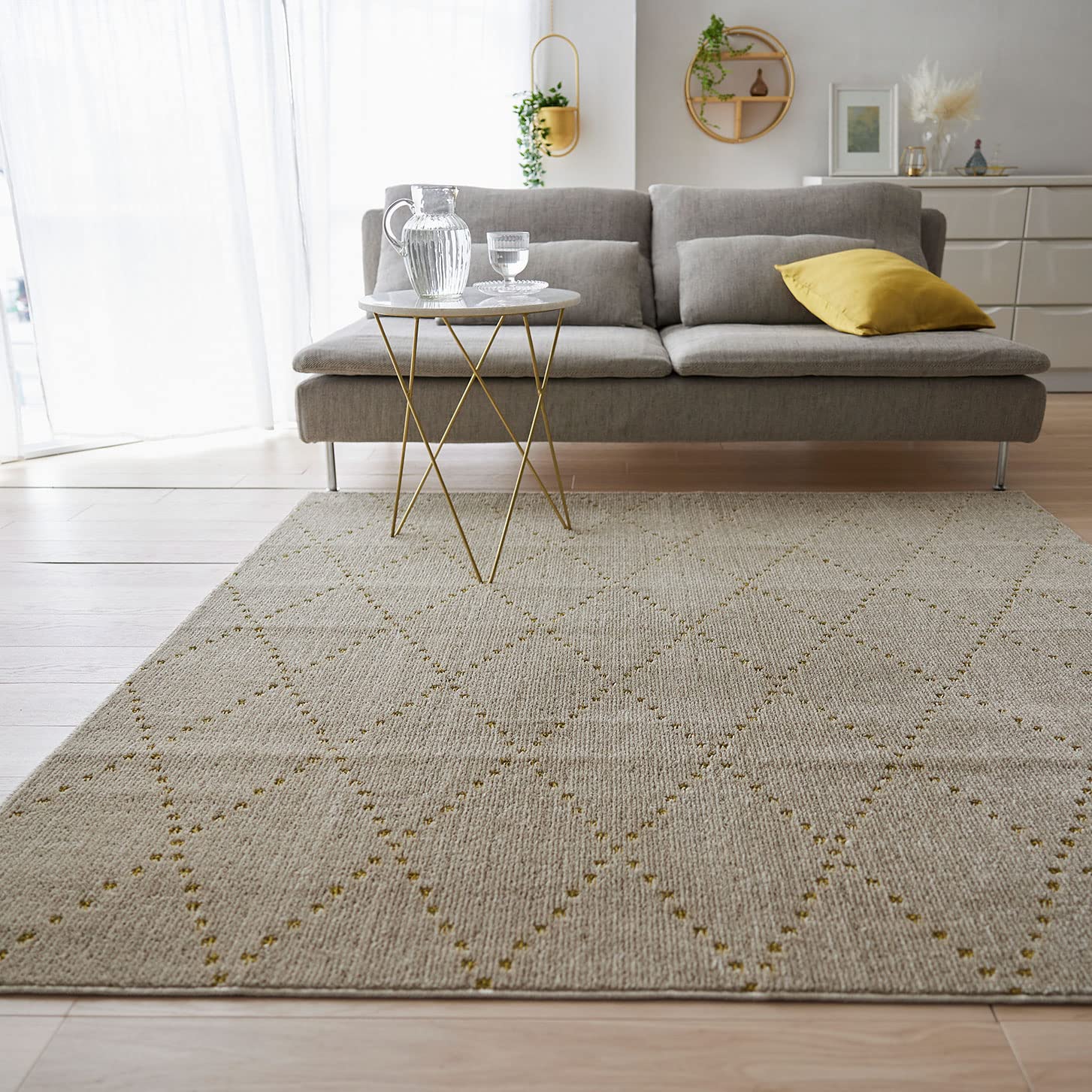 Amazon｜スミノエ(Suminoe) ラグ ベージュ 185×185cm 洗える 滑り止め