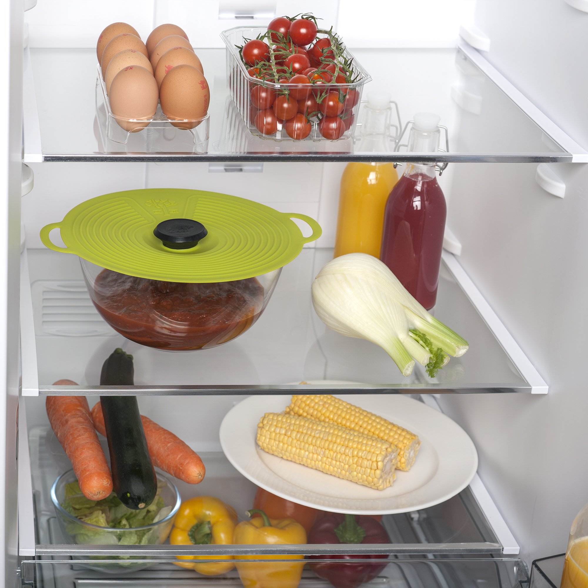 Zeal LSET6L Silicone Keep Fresh Storage Airtight Seal Lids, Reusable Classic Design Set of 5-Lime - Image 3