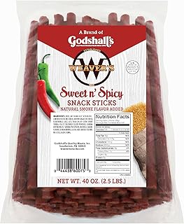 Weaver’s Sweet n' Spicy Snack Sticks (80 sweet & spicy 7” beef & chicken snack sticks per 40oz bag)