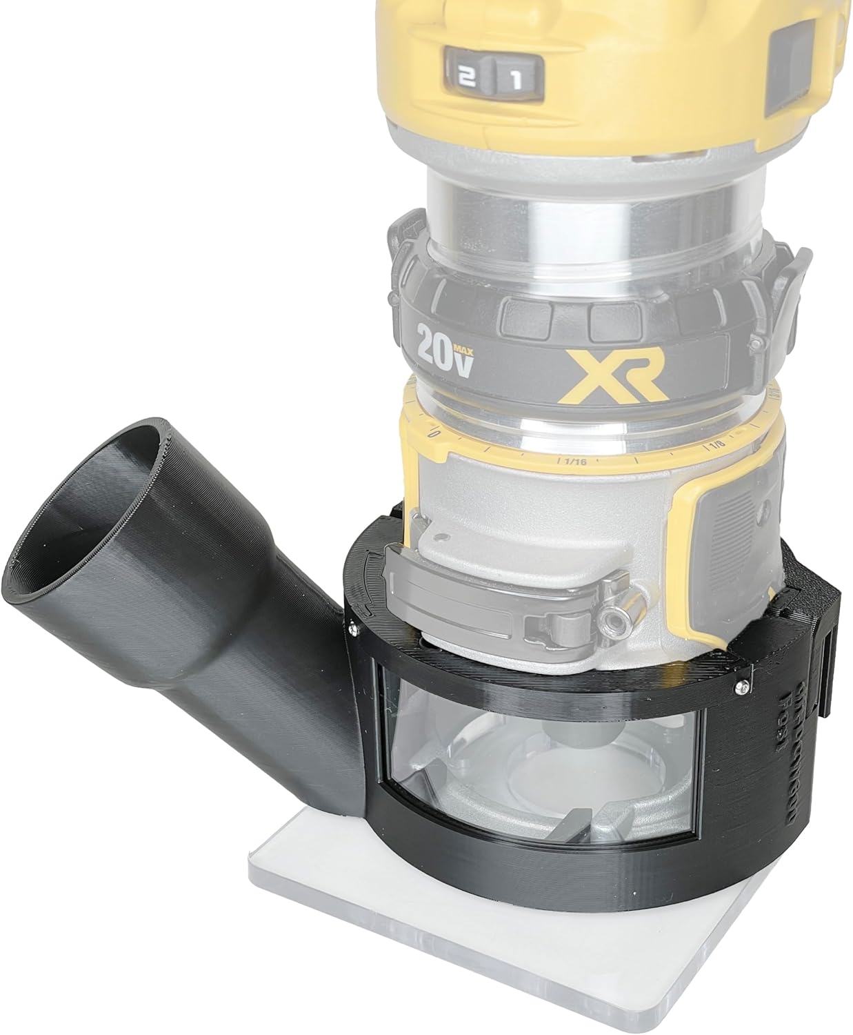 Hose Adapter, Fits DeWalt DCW600 Cordless Router, Large Window (Fits Festool 27 & 36mm)