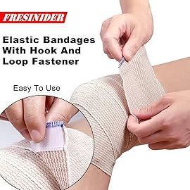 FRESINIDER Premium Elastic Bandage Wrap, 6 Pack (2x2, 2x4, 2x6) Cotton Compression Bandage with Touch Closure at Both Ends, Support & First Aid, Medical, and Injury Recovery
