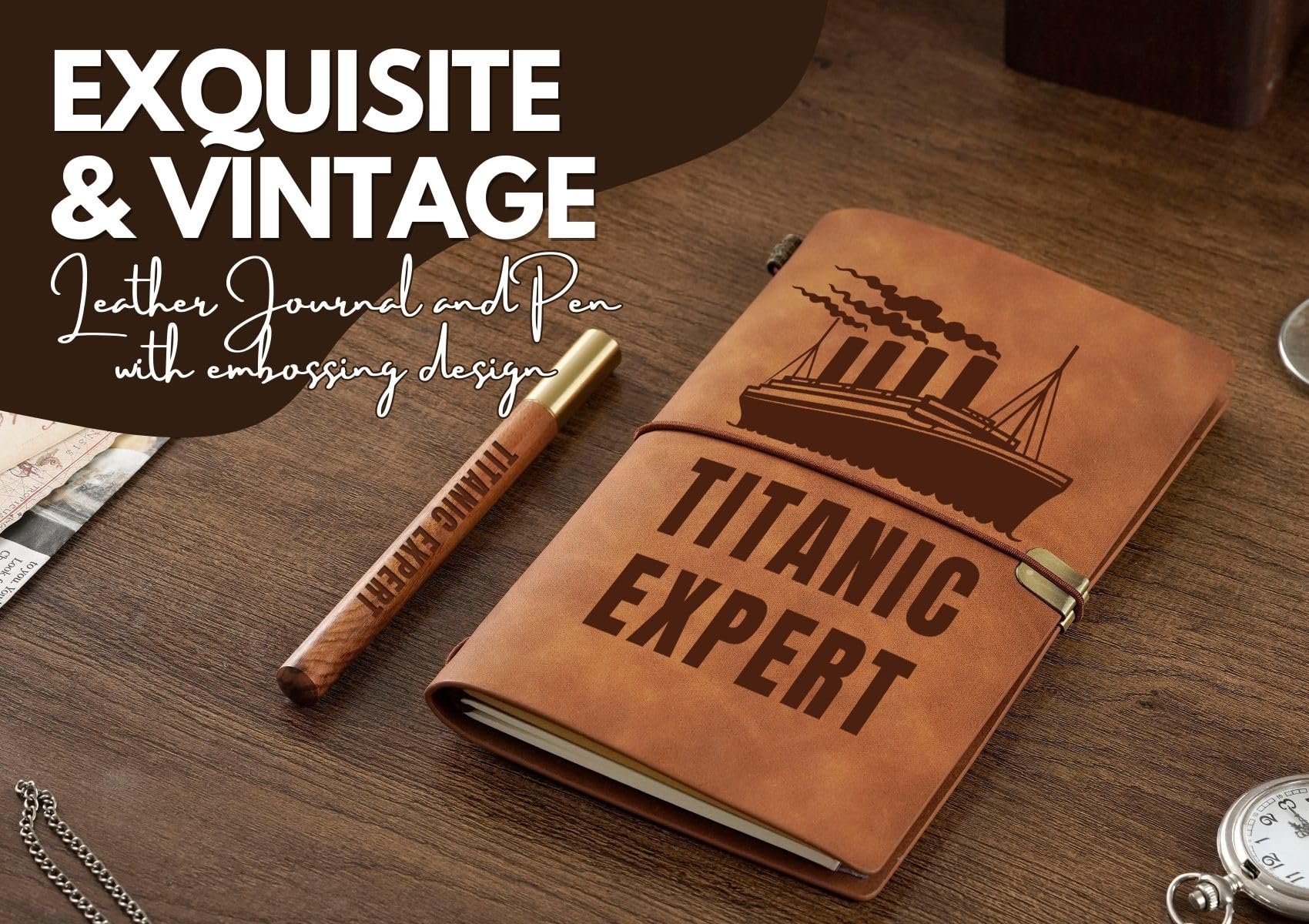 InnoBeta Titanic Gifts Journal Notebook, Gifts for Titanic Lovers on Christmas, Birthday, Sketchbook, Travel Diary, Lined Planner, Faux Leather, 7.8 * 5 Inches