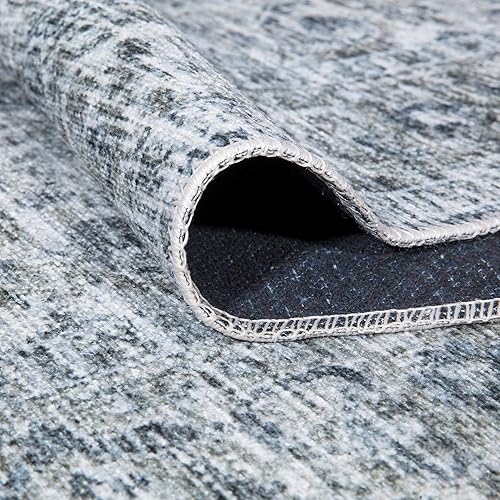 Miniatura 4 de Bloom Rugs Alfombra Caria lavable, antideslizante, de 3 x 5 pies, color grisazul oscuro, alfombra tradicional para sala de estar, dormitorio,